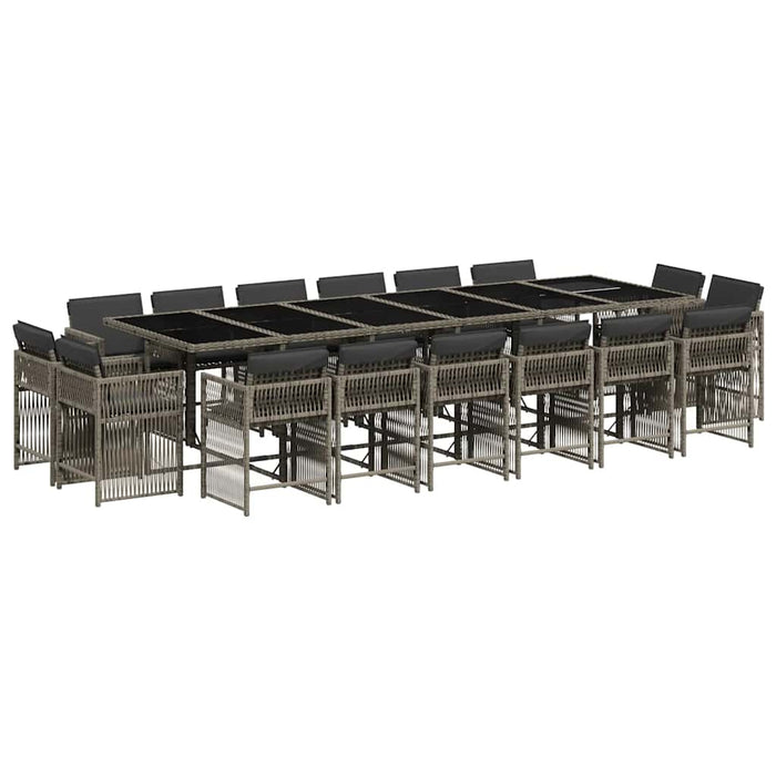 Set mobilier de grădină cu perne, 17 piese, gri, poliratan - WALTI WALTI