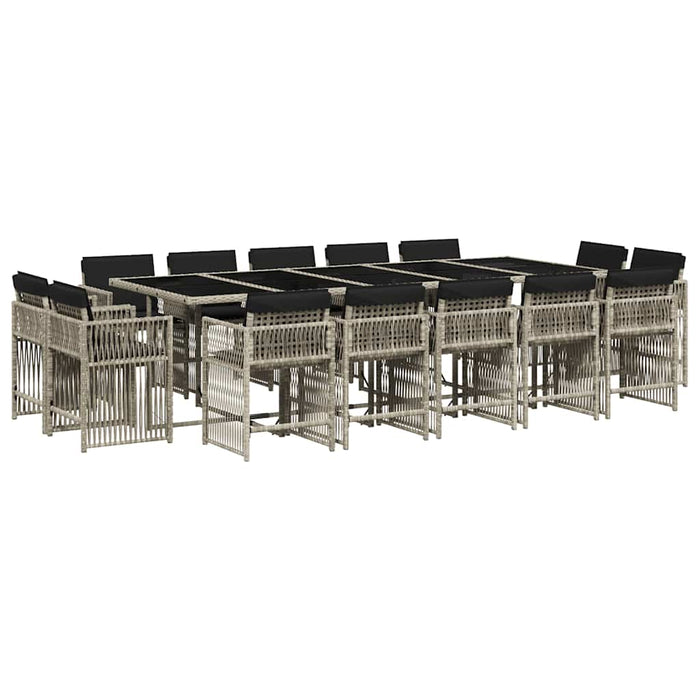 Set mobilier de grădină cu perne 17 piese gri deschis poliratan - WALTI WALTI