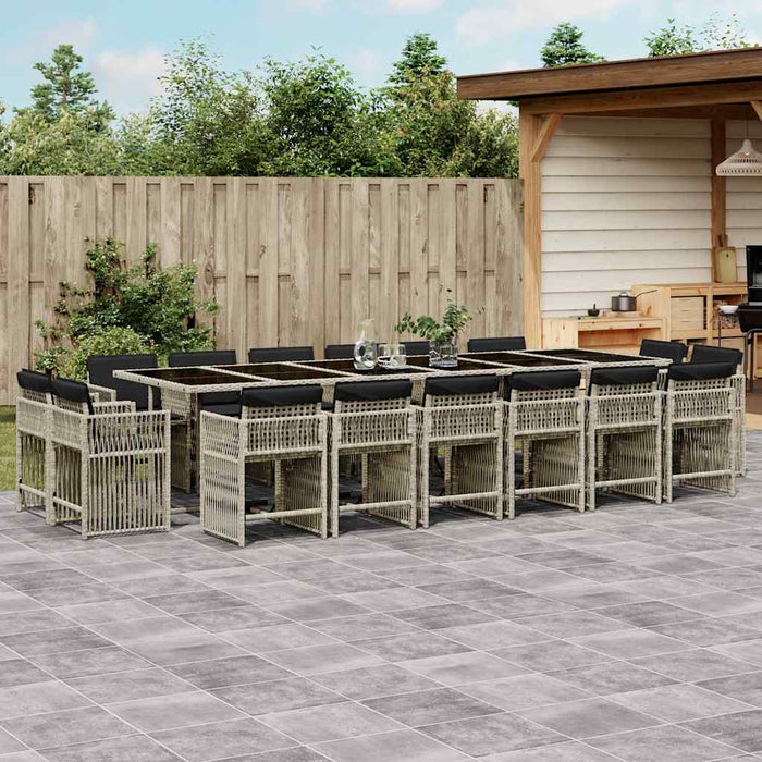 Set mobilier de grădină cu perne 17 piese gri deschis poliratan - WALTI WALTI