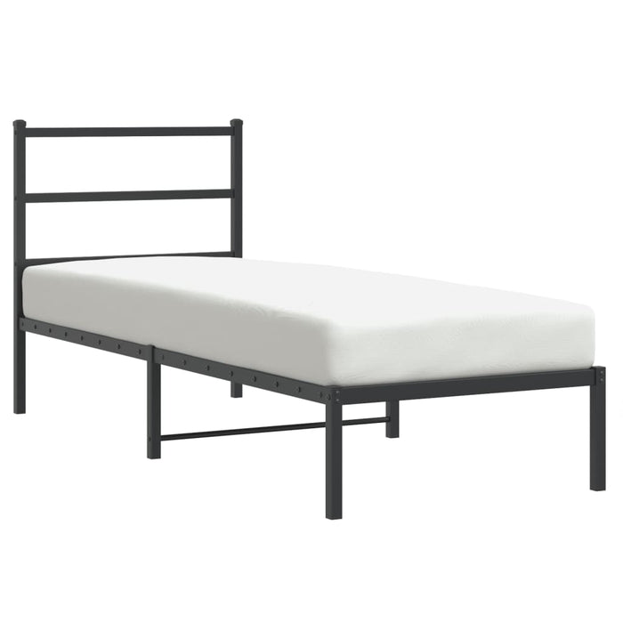 Cadru de pat metalic cu tăblie, negru, 75x190 cm - WALTI WALTI