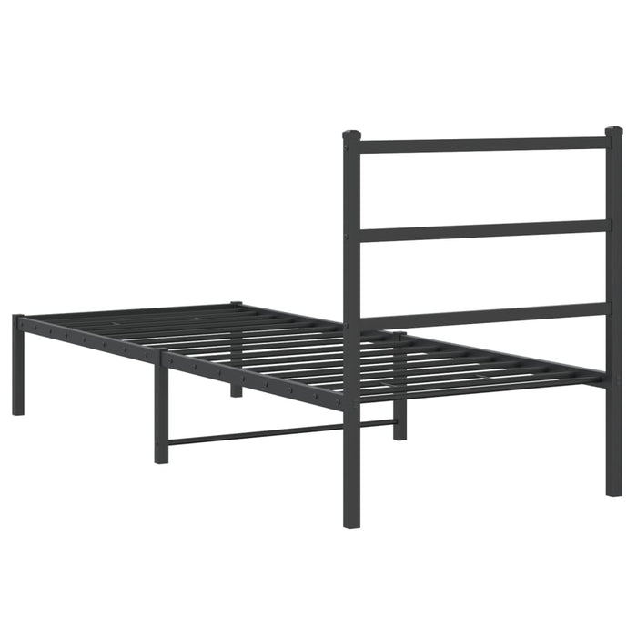 Cadru de pat metalic cu tăblie, negru, 75x190 cm - WALTI WALTI