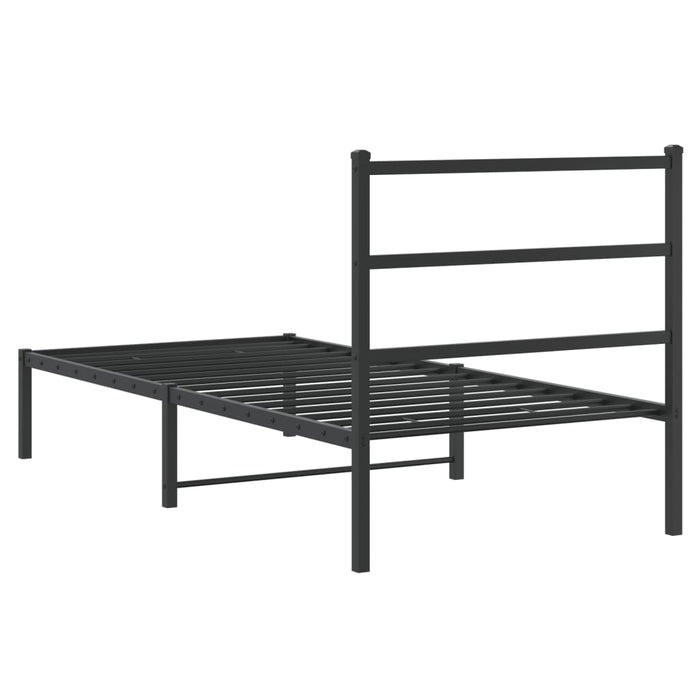 Cadru pat metalic cu tăblie, negru, 90x200 cm - WALTI WALTI