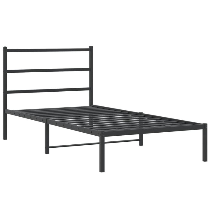 Cadru de pat din metal cu tăblie, negru, 107x203 cm WALTI