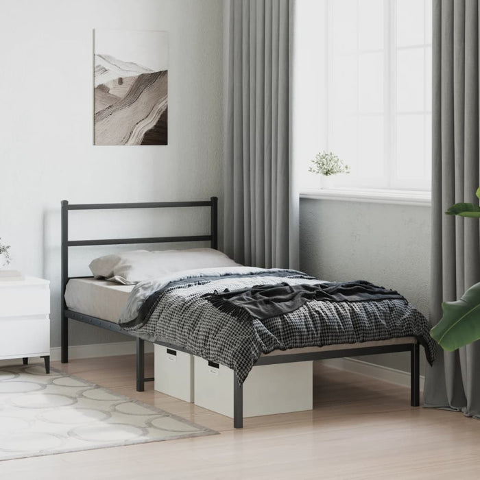 Cadru de pat din metal cu tăblie, negru, 107x203 cm WALTI