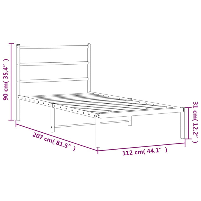 Cadru de pat din metal cu tăblie, negru, 107x203 cm WALTI