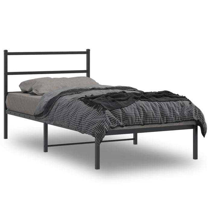 Cadru de pat din metal cu tăblie, negru, 107x203 cm WALTI