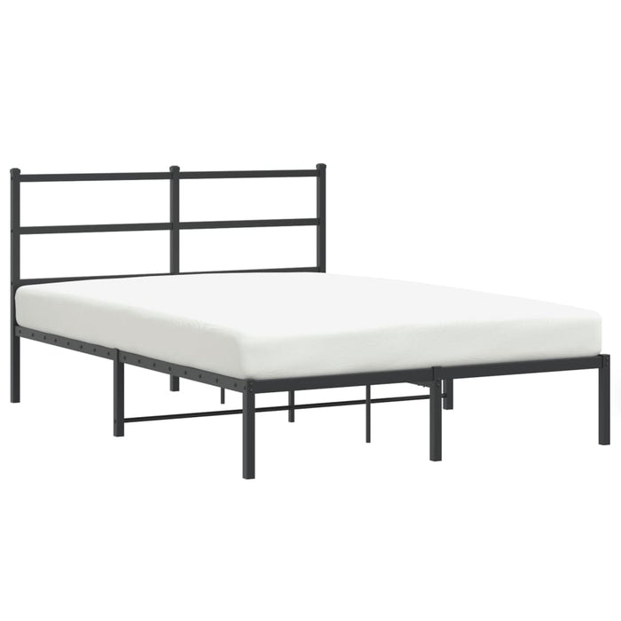 Cadru de pat metalic cu tăblie, negru, 135x190 cm WALTI