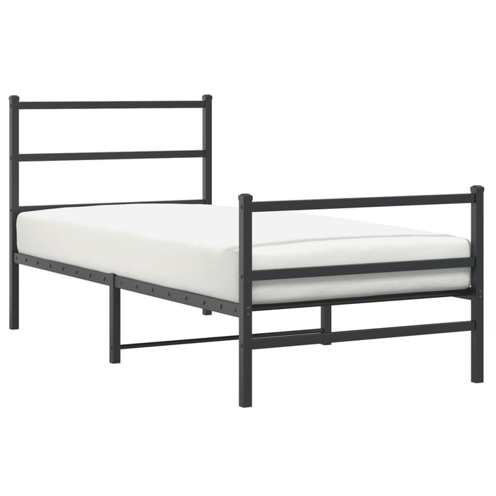 Cadru pat metalic cu tăblii de cap/picioare  negru, 90x190 cm WALTI