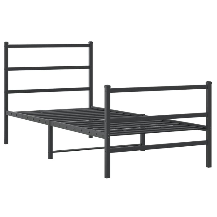 Cadru pat metalic cu tăblii de cap/picioare  negru, 90x190 cm WALTI