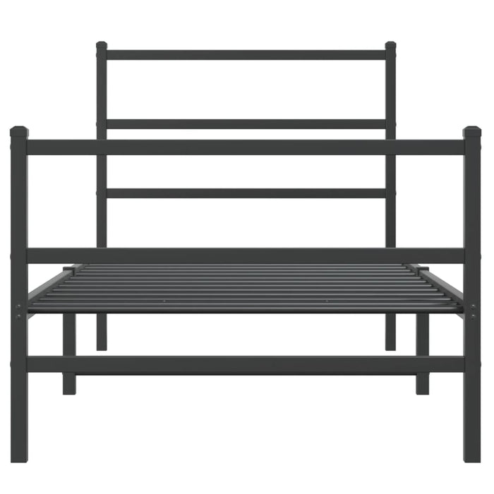 Cadru pat metalic cu tăblii de cap/picioare  negru, 90x190 cm WALTI