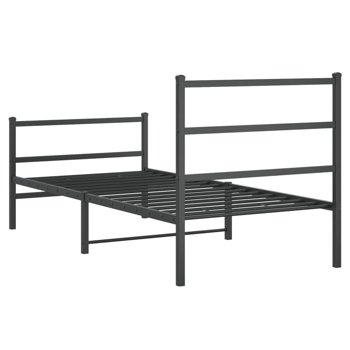 Cadru pat metalic cu tăblii de cap/picioare  negru, 90x190 cm WALTI
