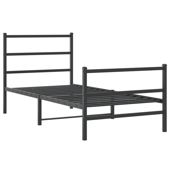 Cadru pat metalic cu tăblii de cap/picioare- negru, 90x200 cm - WALTI WALTI