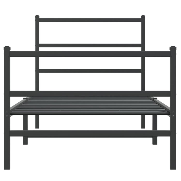 Cadru pat metalic cu tăblii de cap/picioare- negru, 90x200 cm - WALTI WALTI