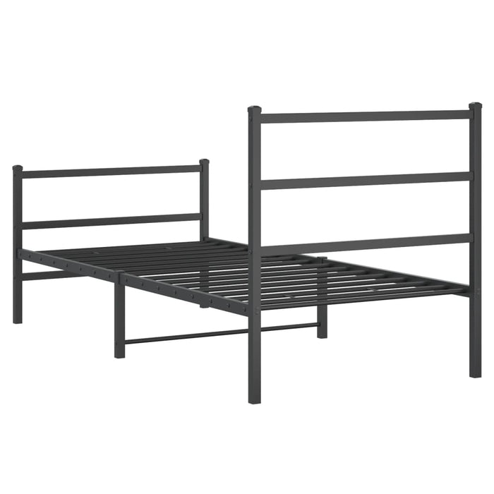 Cadru pat metalic cu tăblii de cap/picioare- negru, 90x200 cm - WALTI WALTI