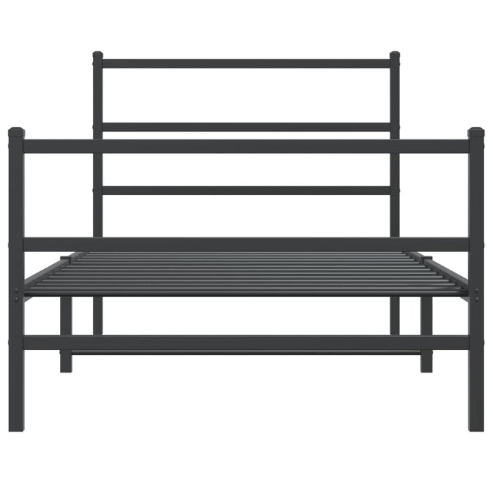Cadru pat metalic cu tăblii de cap/picioare- negru, 100x200 cm - WALTI WALTI