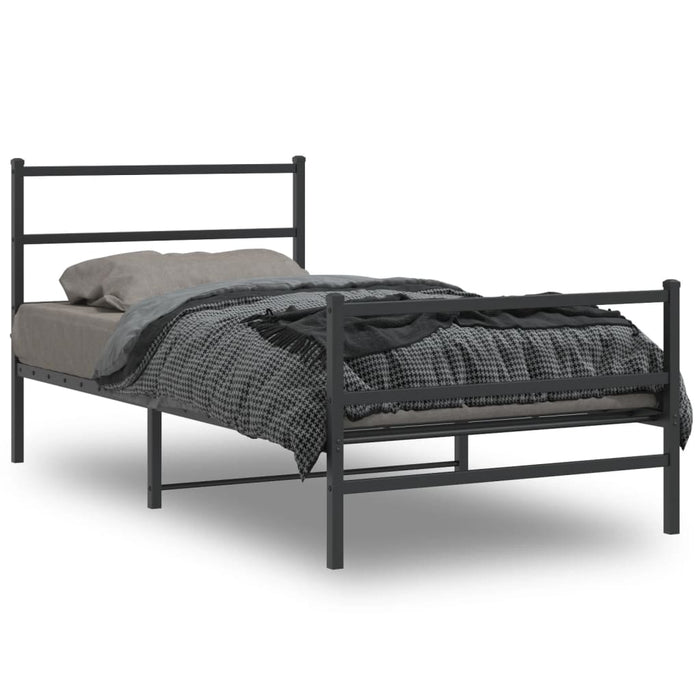 Cadru pat metalic cu tăblii de cap/picioare, -negru, 107x203 cm - WALTI WALTI