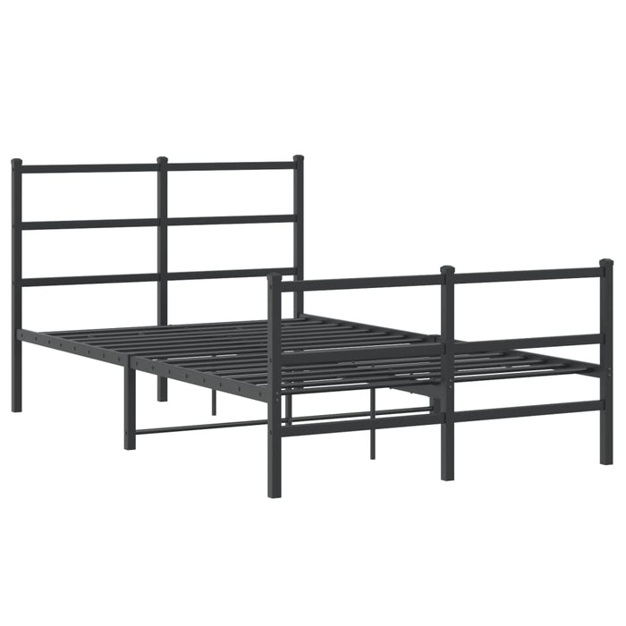 Cadru pat metalic cu tăblie de cap/picioare- negru, 120x190 cm - WALTI WALTI