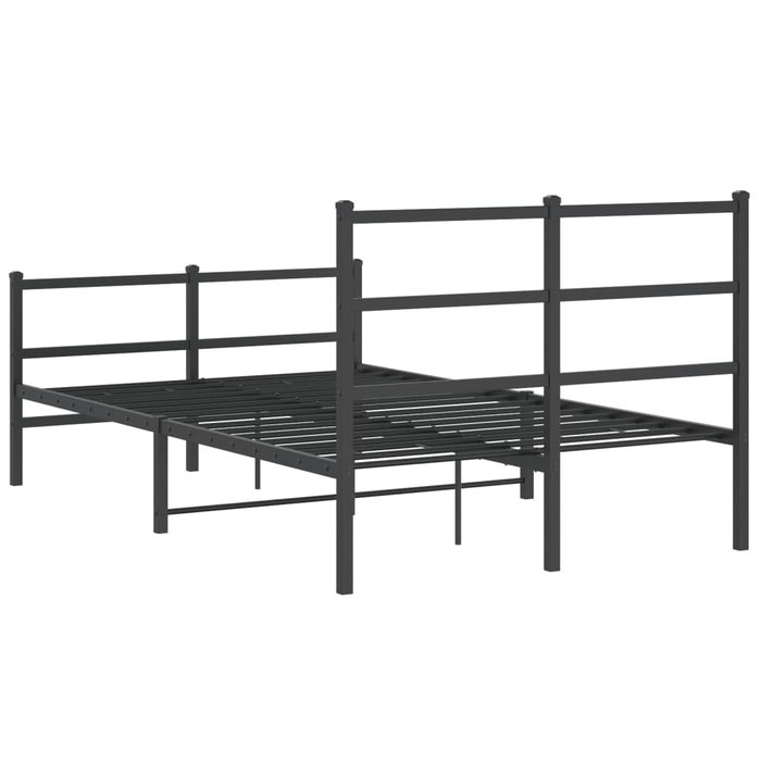 Cadru pat metalic cu tăblie de cap/picioare- negru, 120x190 cm - WALTI WALTI