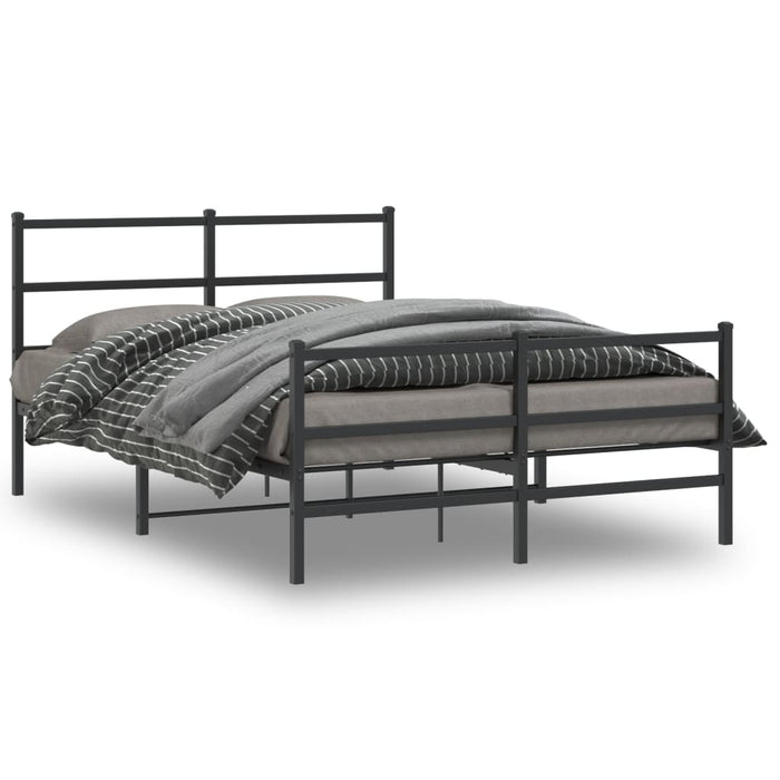 Cadru pat metalic cu tăblie de cap/picioare-, negru, 135x190 cm - WALTI WALTI
