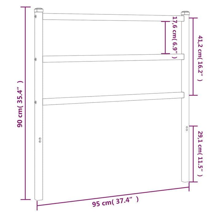 Tăblie de pat metalică, negru, 90 cm - WALTI WALTI