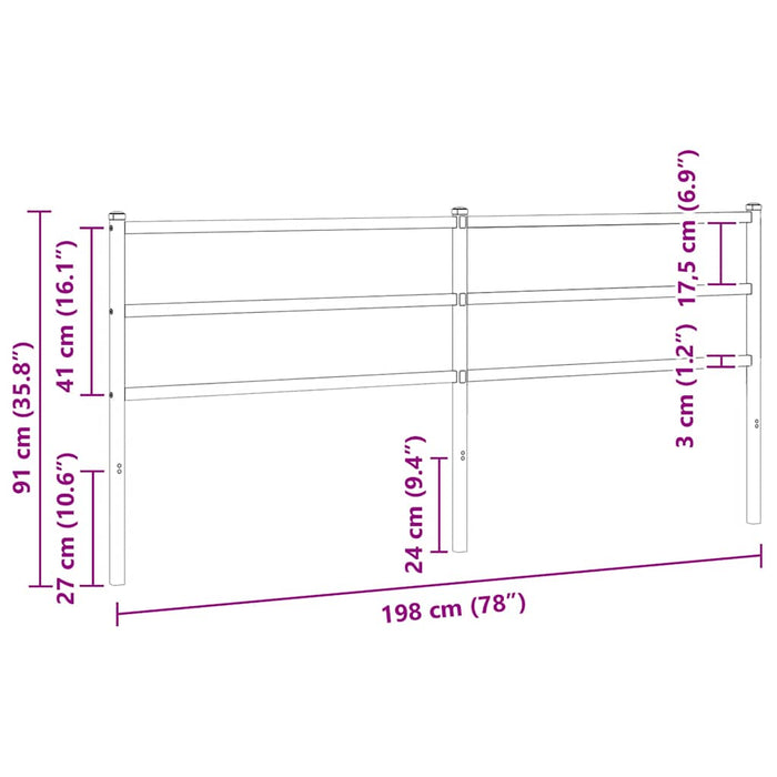 Tăblie de pat de schimb metalică, negru, 193 cm WALTI