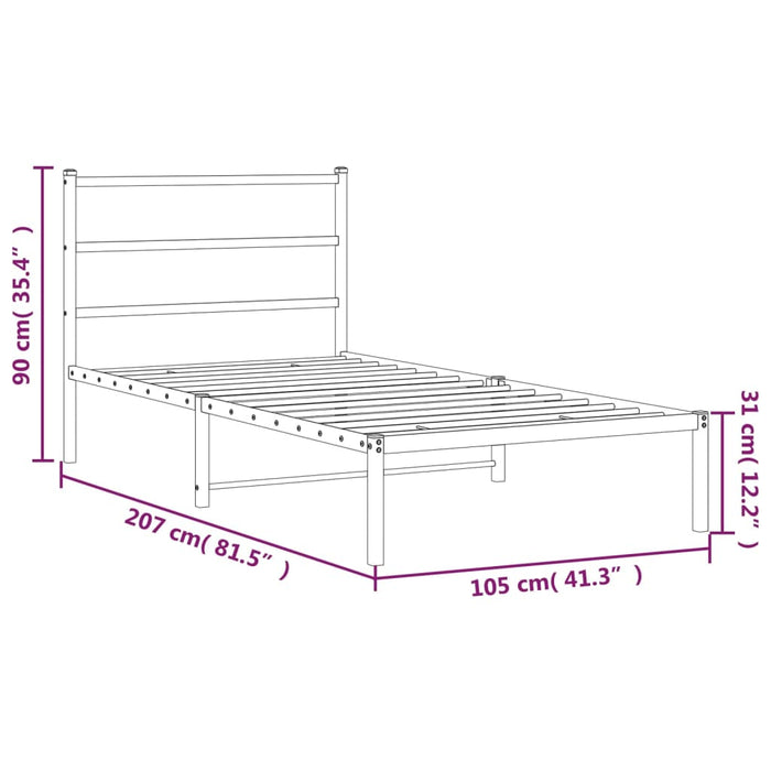 Cadru de pat din metal cu tăblie, alb, 100x200 cm - WALTI WALTI