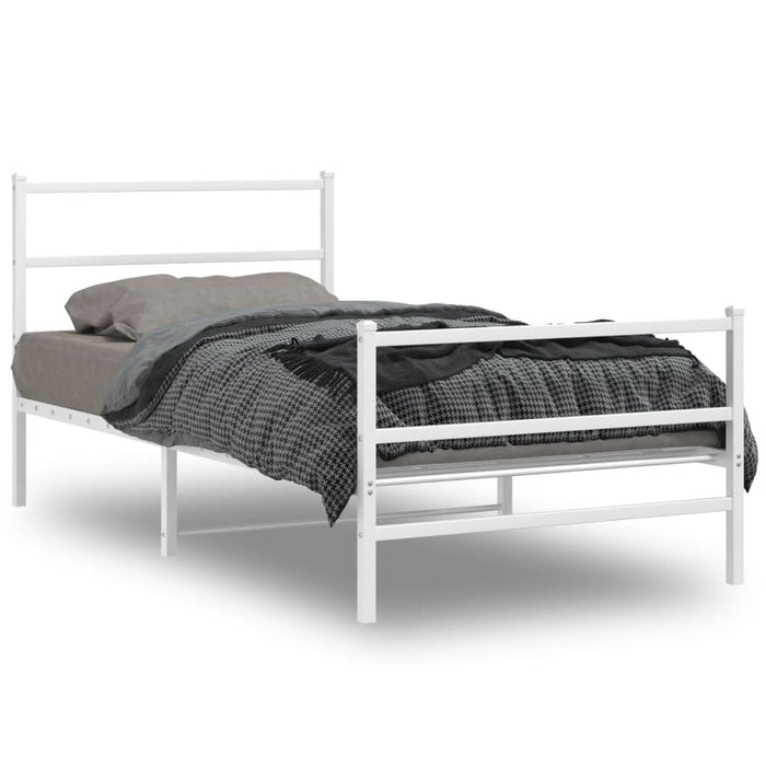 Cadru de pat metalic cu tăblie de cap/picioare- alb 107x203 cm - WALTI WALTI