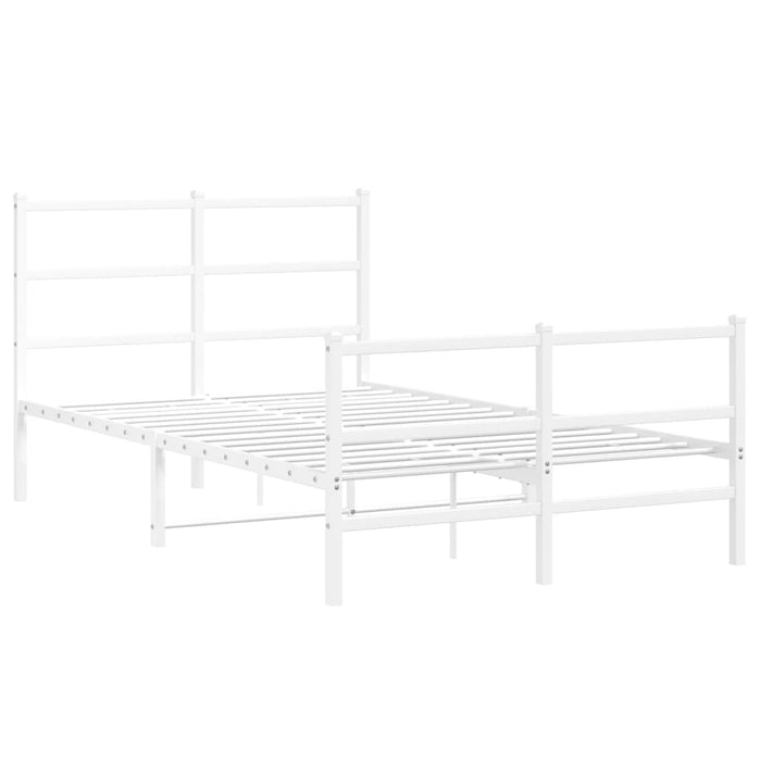 Cadru pat metalic cu tăblie de cap/picioare-, alb, 120x190 cm - WALTI WALTI