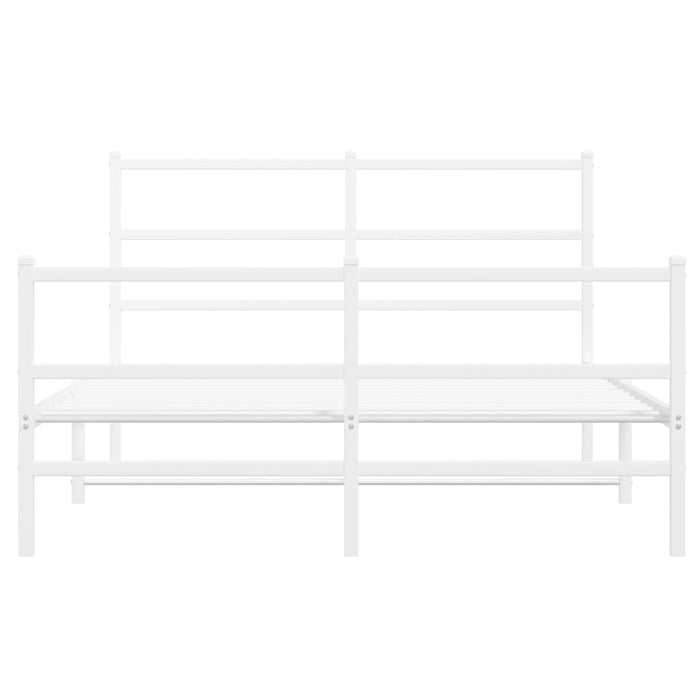 Cadru pat metalic cu tăblie de cap/picioare-, alb, 135x190 cm - WALTI WALTI