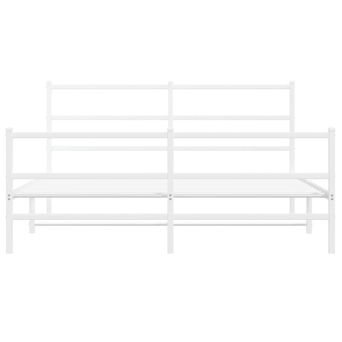 Cadru pat metalic cu tăblie de cap/picioare-, alb, 150x200 cm - WALTI WALTI