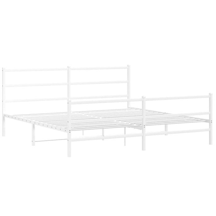 Cadru pat metalic cu tăblie de cap/picioare-, alb, 183x213 cm - WALTI WALTI
