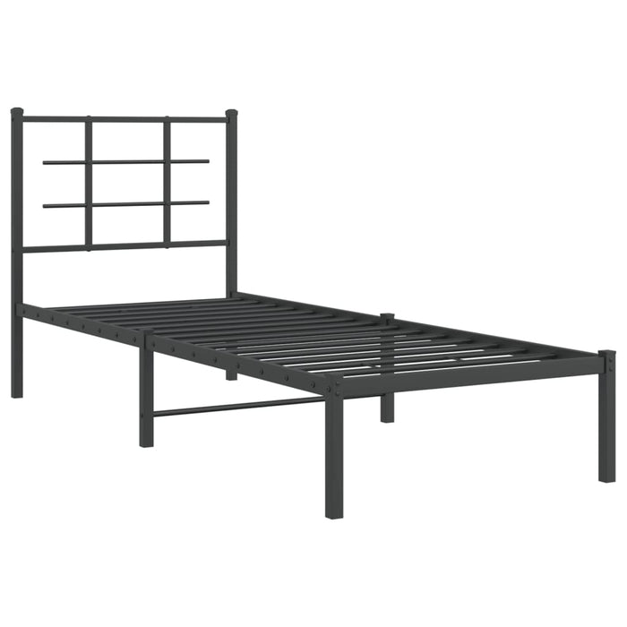 Cadru de pat metalic cu tăblie, negru, 75x190 cm WALTI