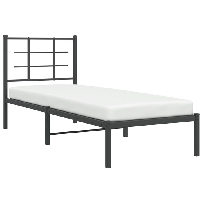 Cadru de pat metalic cu tăblie, negru, 75x190 cm WALTI