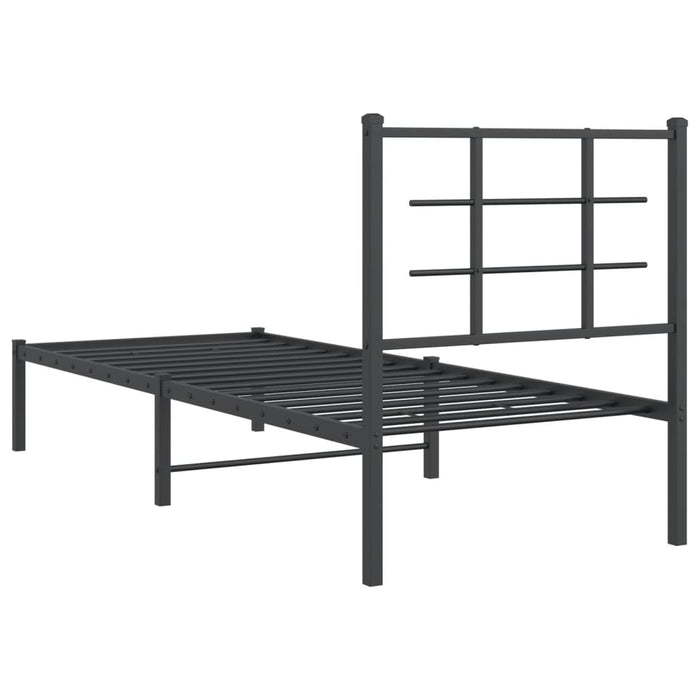 Cadru de pat metalic cu tăblie, negru, 75x190 cm WALTI