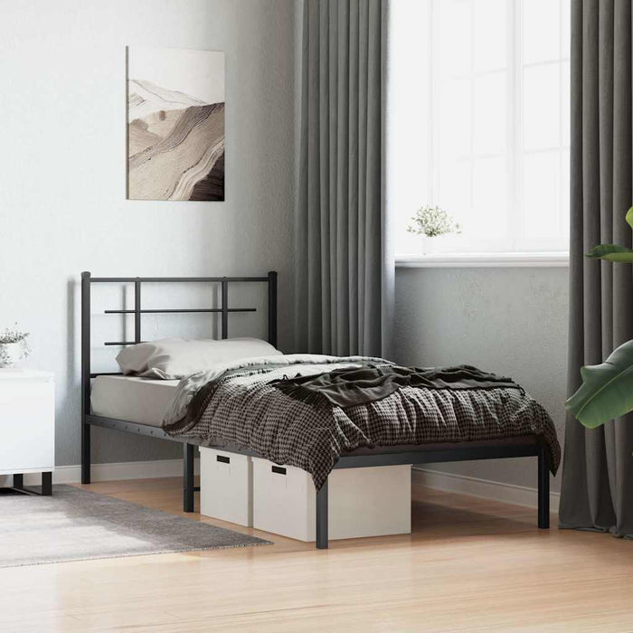 Cadru pat metalic cu tăblie, negru, 90x200 cm - WALTI WALTI
