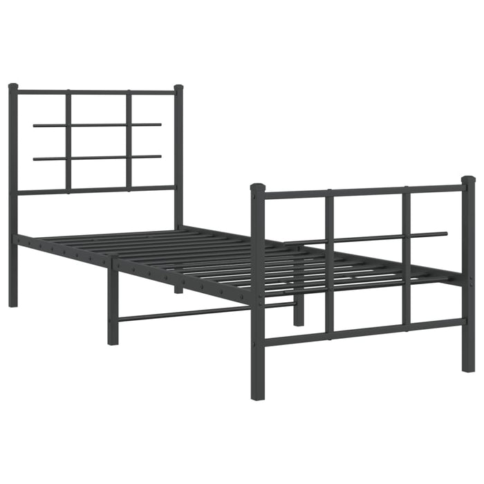 Cadru pat metalic cu tăblii de cap/picioare, negru, 75x190 cm - WALTI WALTI