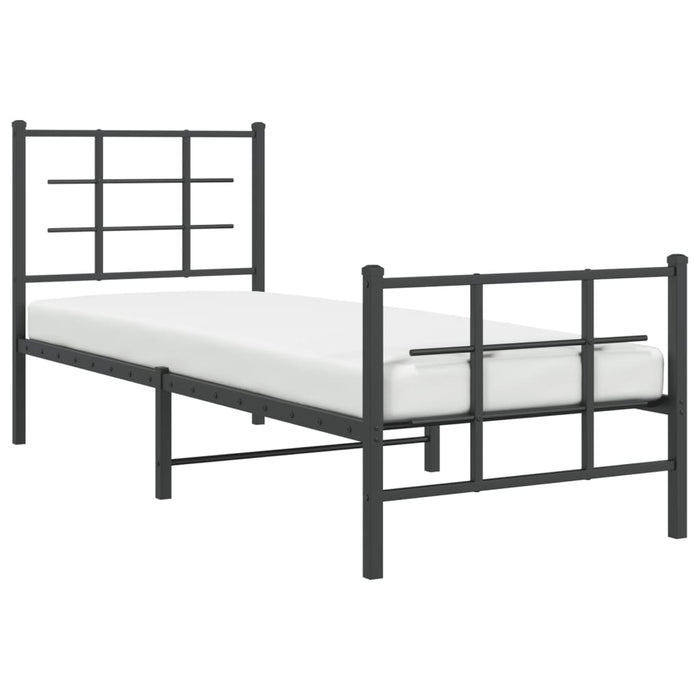 Cadru pat metalic cu tăblii de cap/picioare, negru, 75x190 cm - WALTI WALTI