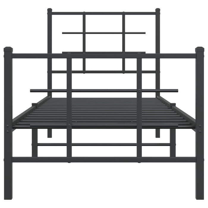 Cadru pat metalic cu tăblii de cap/picioare, negru, 75x190 cm - WALTI WALTI