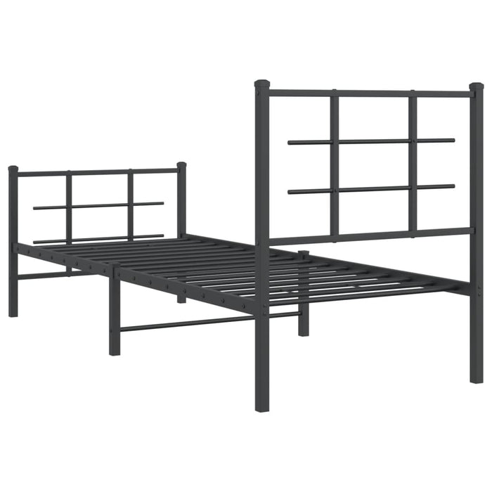 Cadru pat metalic cu tăblii de cap/picioare, negru, 75x190 cm - WALTI WALTI
