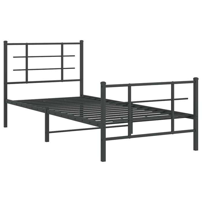 Cadru pat metalic cu tăblii de cap/picioare, negru, 90x200 cm - WALTI WALTI