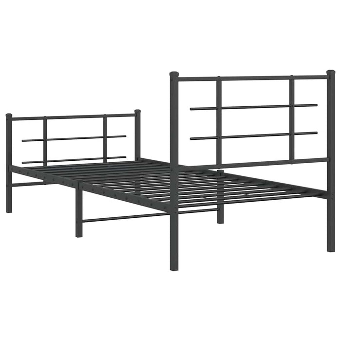 Cadru pat metalic cu tăblii de cap/picioare, negru, 90x200 cm - WALTI WALTI