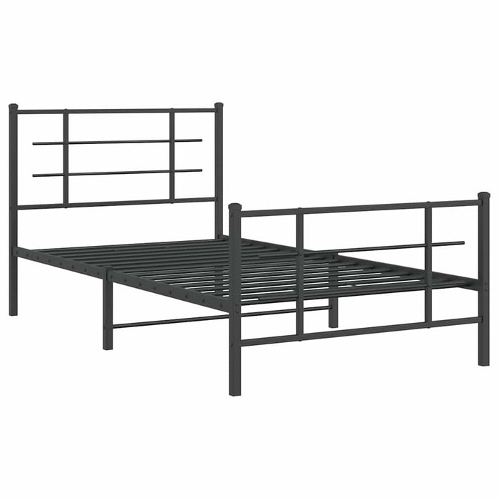 Cadru pat metalic cu tăblii de cap/picioare, negru, 100x200 cm - WALTI WALTI