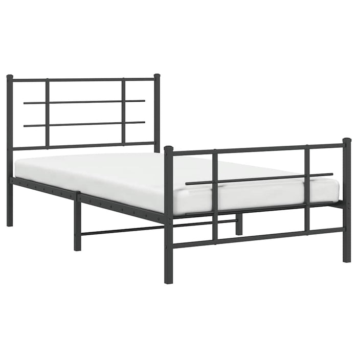Cadru pat metalic cu tăblii de cap/picioare, negru, 100x200 cm - WALTI WALTI