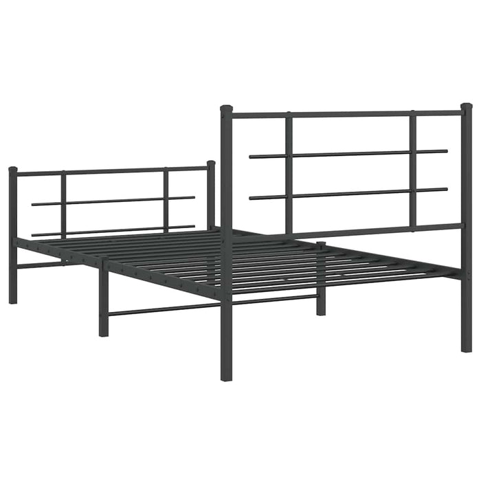Cadru pat metalic cu tăblii de cap/picioare, negru, 100x200 cm - WALTI WALTI