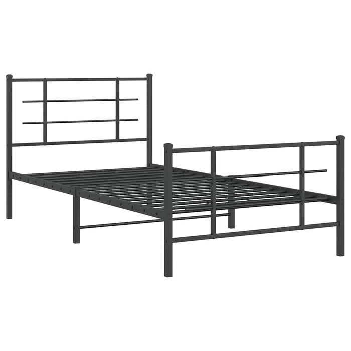 Cadru pat metalic cu tăblii de cap/picioare, negru, 107x203 cm - WALTI WALTI