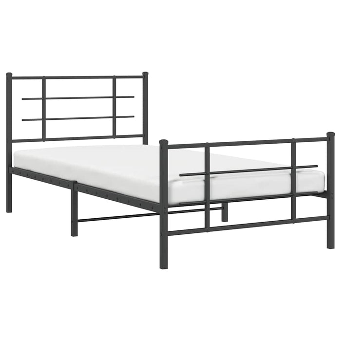 Cadru pat metalic cu tăblii de cap/picioare, negru, 107x203 cm - WALTI WALTI