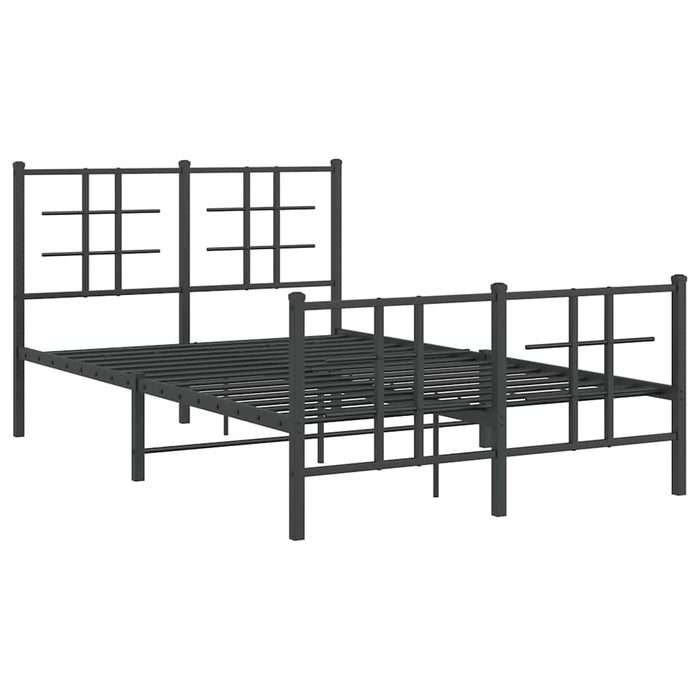 Cadru pat metalic cu tăblie de cap/picioare, negru, 120x190 cm WALTI