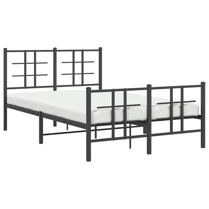 Cadru pat metalic cu tăblie de cap/picioare, negru, 120x190 cm WALTI