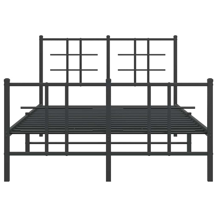 Cadru pat metalic cu tăblie de cap/picioare, negru, 120x190 cm WALTI
