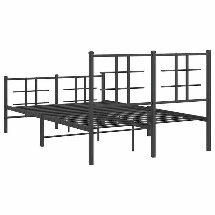 Cadru pat metalic cu tăblie de cap/picioare, negru, 120x190 cm WALTI